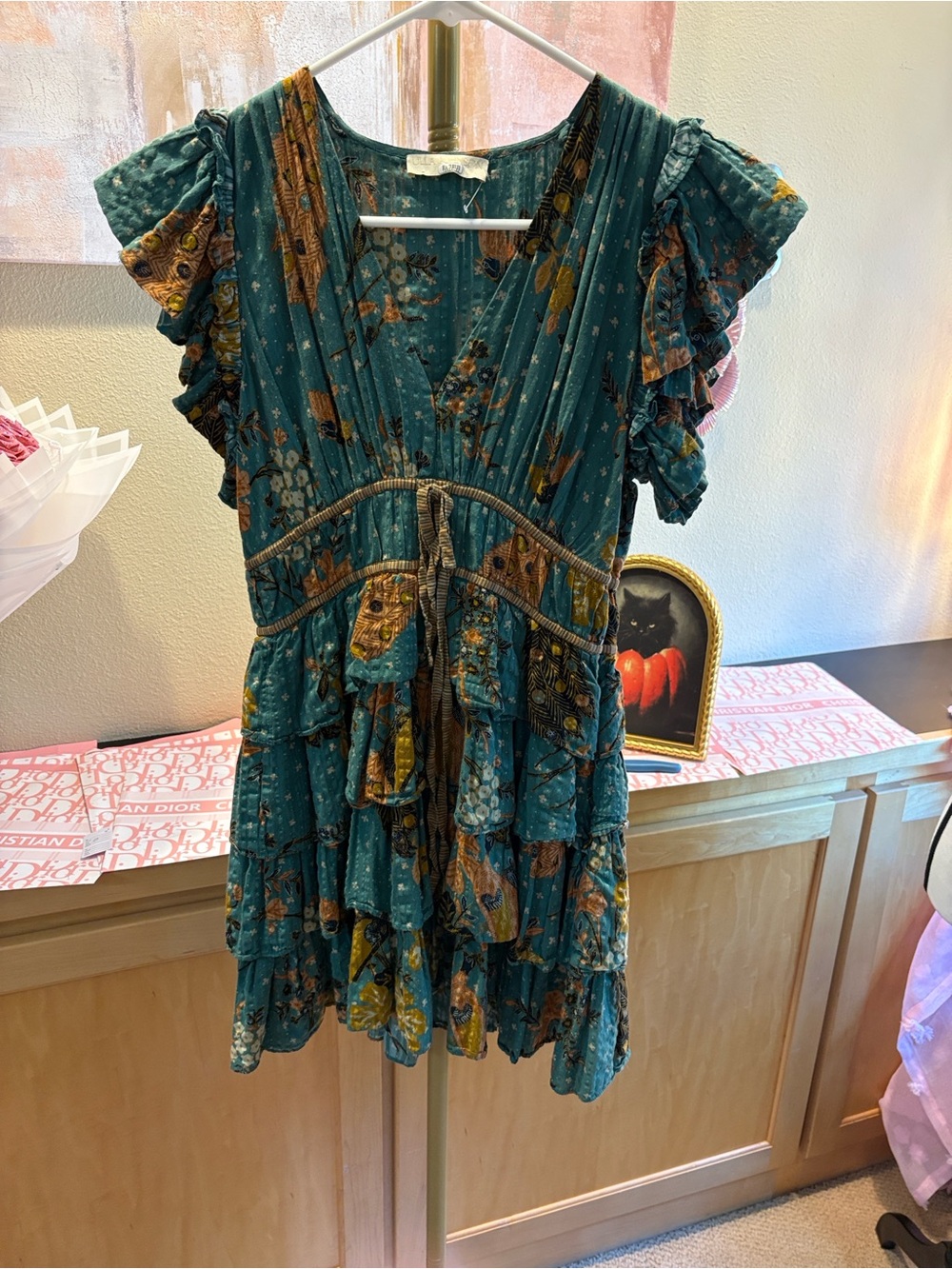 Ulla Johnson Marni Ruffled Silk Mini Dress - Hummingbird Print Size 0